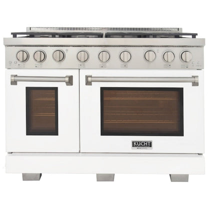 Kucht Professional 48" 6.7 cu. ft. Natural Gas Range in White with Silver Accents -  KFX480-W