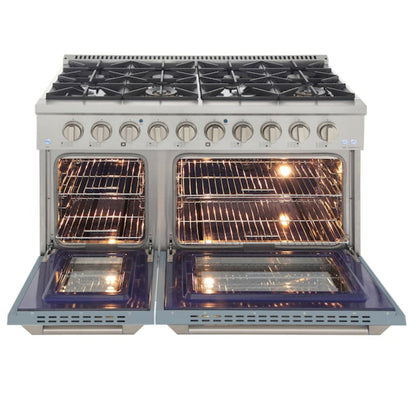 Kucht 48" Pro-Style Propane Gas Dual Fuel Range with 4 Burners in Light Blue, KDF482/LP-LB - KDF482/LP-LB