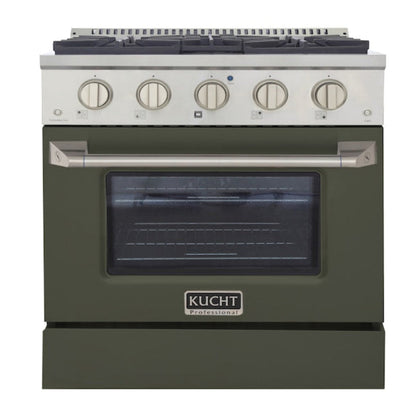 Kucht Professional 30" 4.2 cu ft. Natural Gas Range in Olive Green with Silver Accents, KNG301-OG - KNG301-OG
