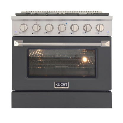 Kucht Professional 36" 5.2 cu ft. Natural Gas Range in Cement Gray with Silver Accents -  KNG361-GR