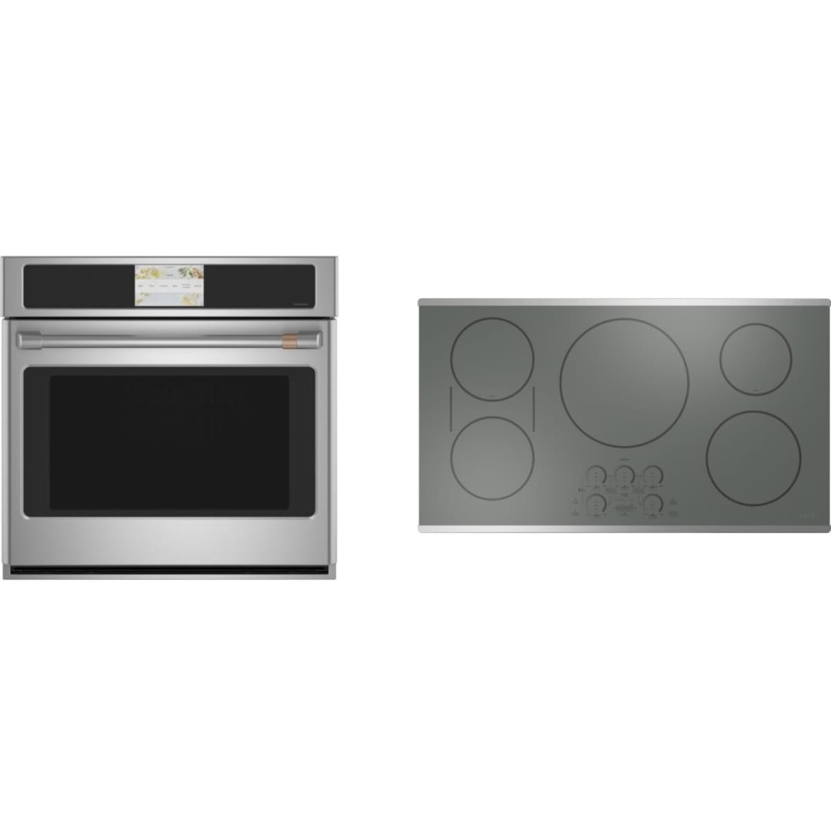 Cafe 2-Piece Package CHP90362TSS 36 Inch Induction Smart Cooktop and CTS70DP2NS1 30 Inch Single Convection Smart Electric Wall Oven