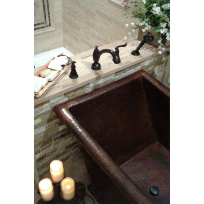 Premier Copper 67 in. Hammered Copper Canoa Single Slipper Bathtub - BTSC67DB