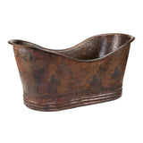 Premier Copper 67 in. Hammered Copper Double Slipper Bathtub - BTD67DB