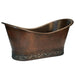 Premier Copper 67 in. Hammered Copper Double Slipper Bathtub with Scroll Base and Nickel Inlay - BTN67DB