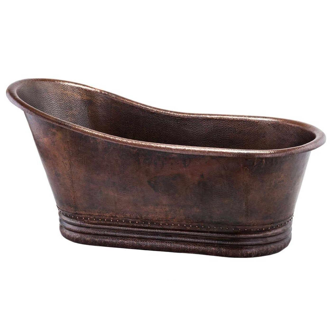 Premier Copper 67 in. Hammered Copper Single Slipper Bathtub - BTS67DB