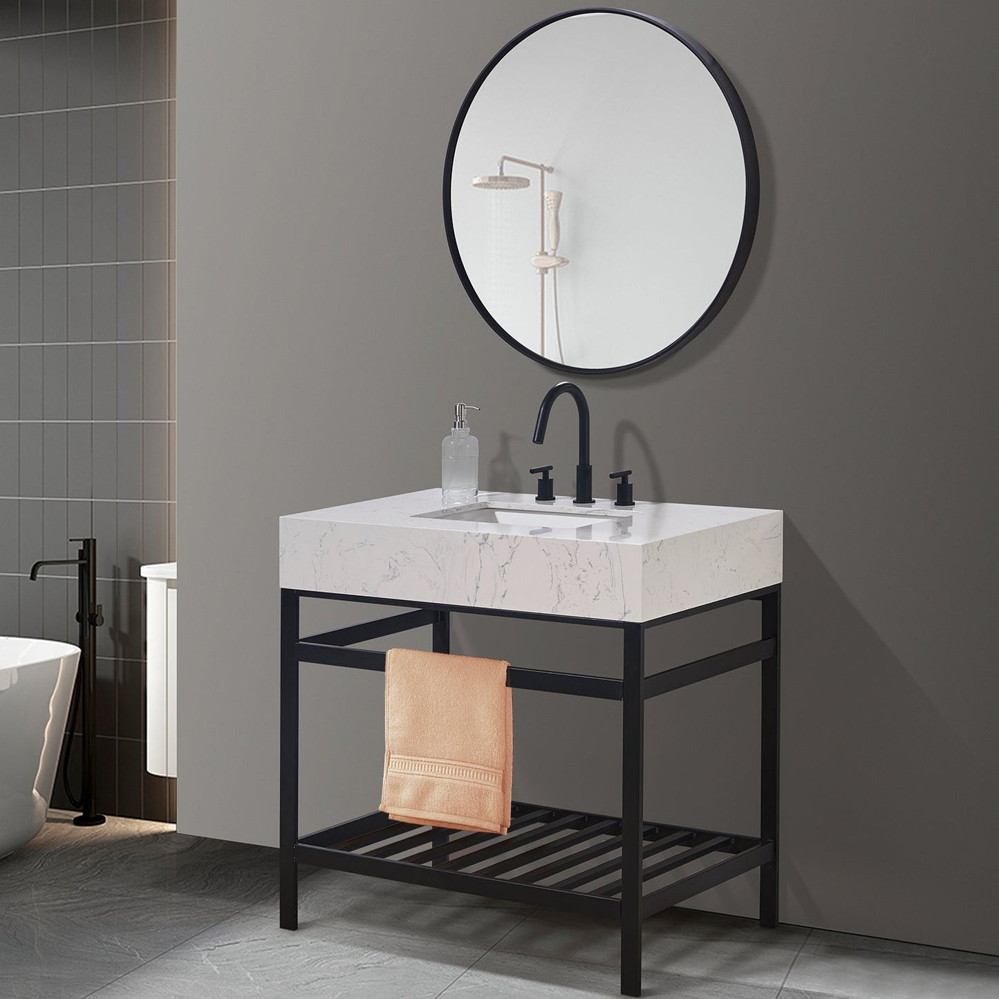 Altair Designs 36" single vanity with top - 68036-AWAP-MB-NM