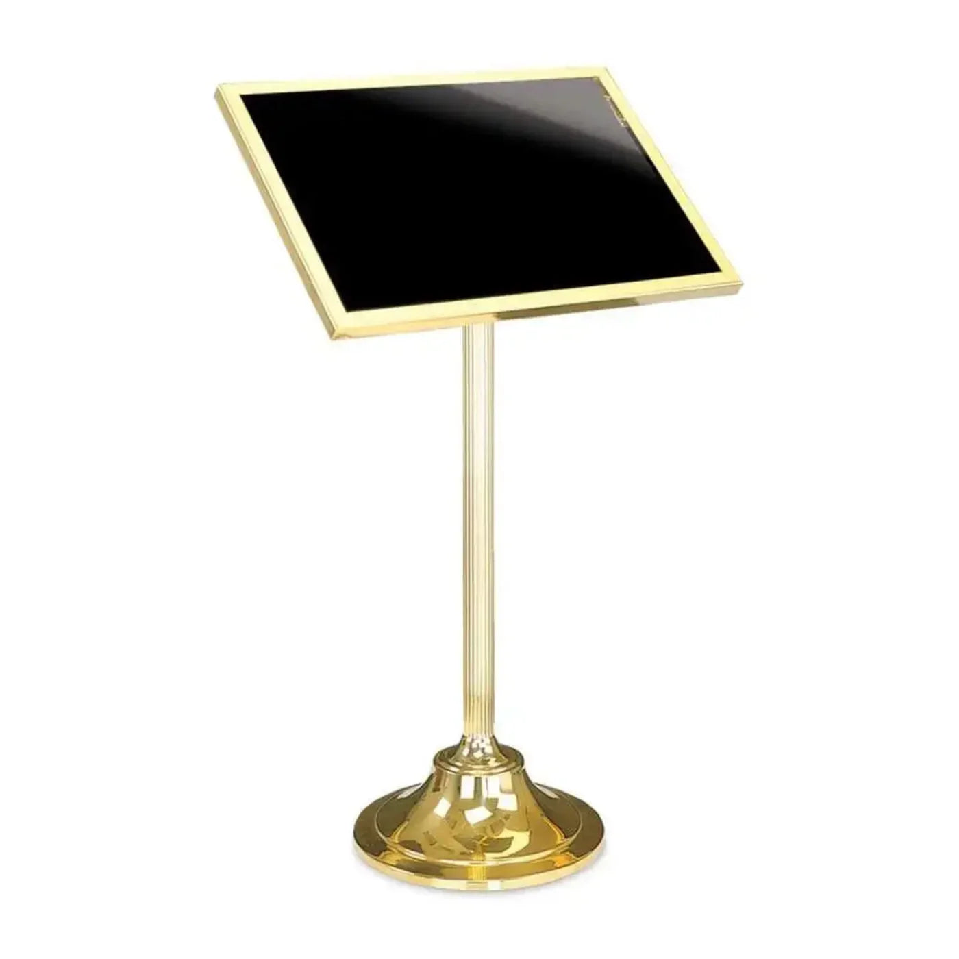 Forbes Industries 6836 Menu Stand, solid Brass W/Horizontal Face, Reeded Post & Weighted Base - 6836