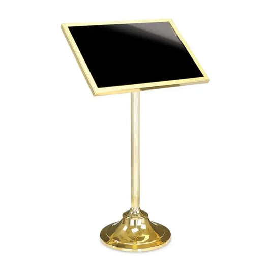 Forbes Industries 6836 Menu Stand, solid Brass W/Horizontal Face, Reeded Post & Weighted Base - 6836