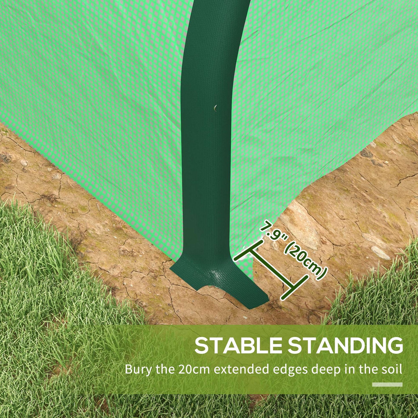 Outsunny 20' x 10' x 6.6'  Walk-in Tunnel Greenhouse with Reinforced Structure, 2 Doors, 8 Windows, Green - 84H-033V00GN