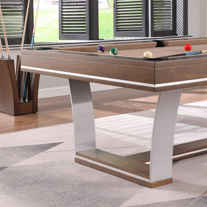 Playcraft Barcelona 8' Slate Pool Table, Walnut Gray on Silver - PTBARWOS08