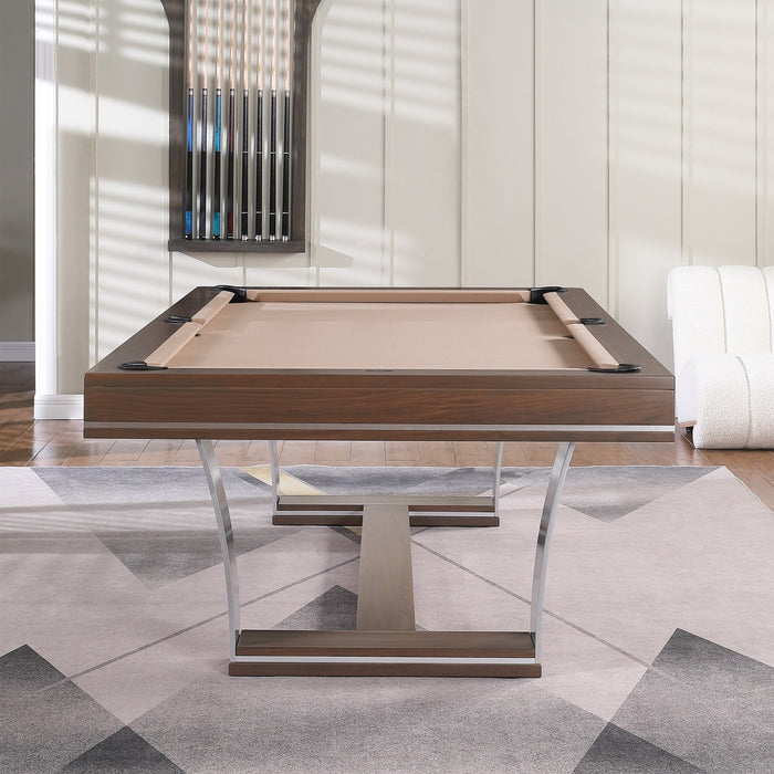 Playcraft Barcelona 8' Slate Pool Table, Walnut Gray on Silver - PTBARWOS08