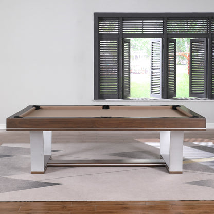 Playcraft Barcelona 8' Slate Pool Table, Walnut Gray on Silver - PTBARWOS08