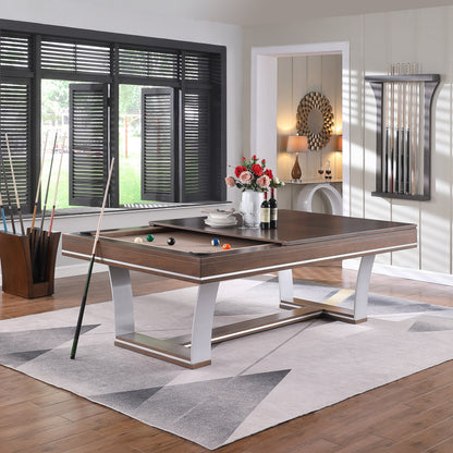 Playcraft Barcelona 8' Slate Pool Table, Walnut Gray on Silver - PTBARWOS08