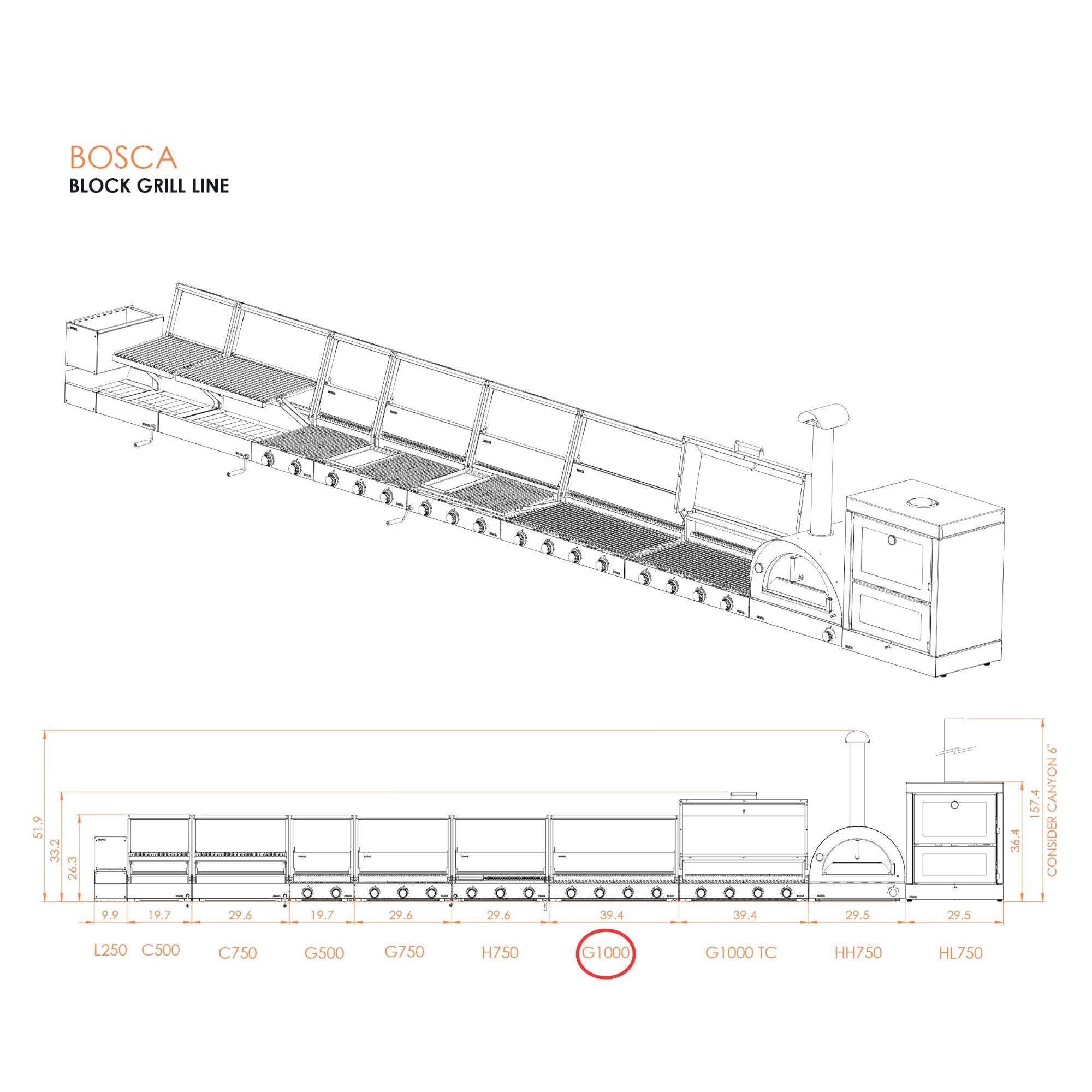 Bosca Block 1000 Built-In Gas Grill - BOSCAPARGAS1000 | LP