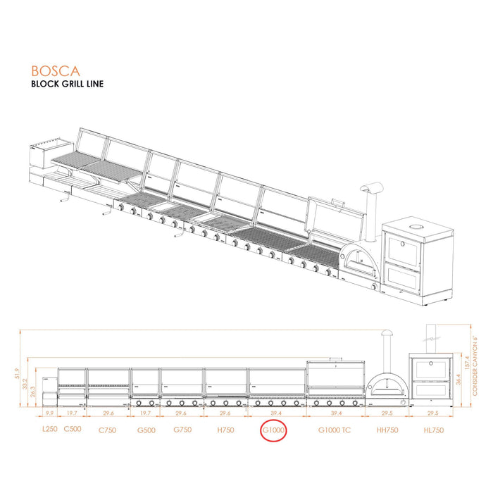 Bosca Block 1000 Built-In Gas Grill - BOSCAPARGAS1000 | LP