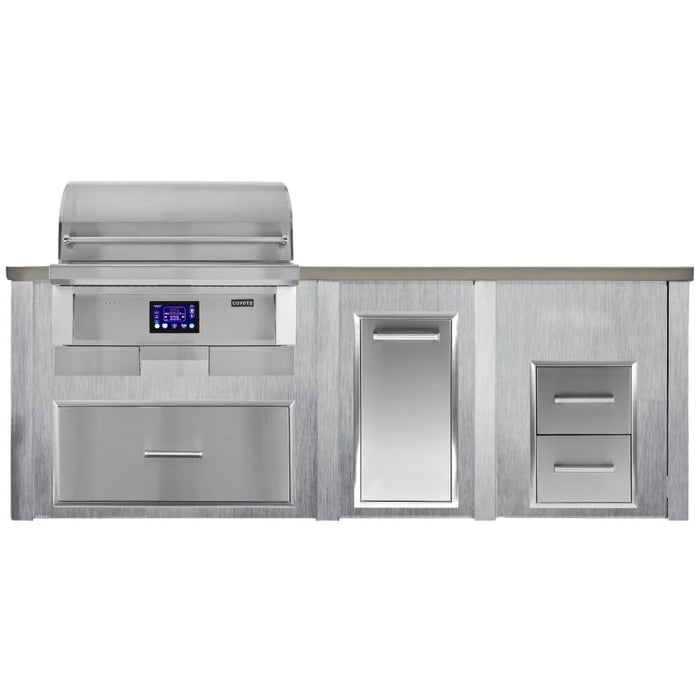 Haven 96-Inch Outdoor Kitchen Island with 36-Inch Pellet Grill & 2 Drawer Cabinet Cutouts - HCOY96PDRAWAB