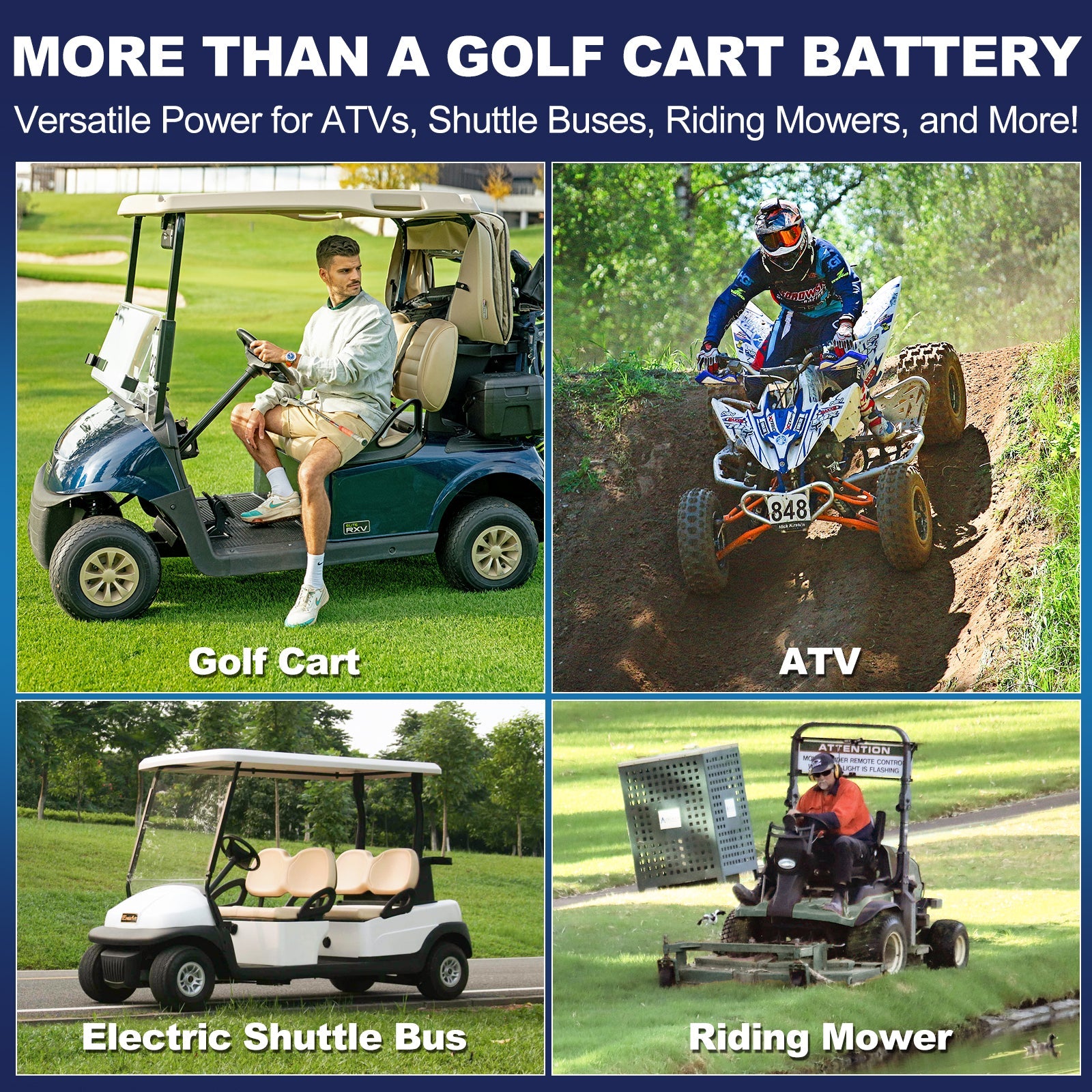 WEIZE 76.8V 65AH LiFePO4 Golf Cart Battery, 4992Wh Bluetooth Lithium Battery - BAC-0118