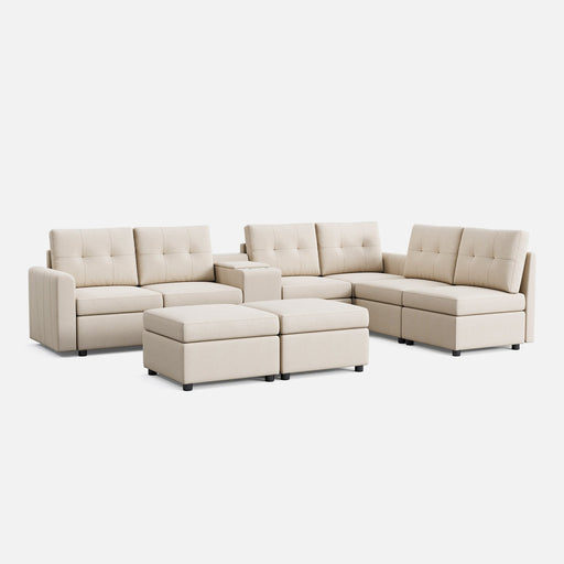 LINSY HOME RUBIK III 6 Seats With 2 Ottomans & Console - US-LH-SPF-Sofa-S800-A-62101-0-00