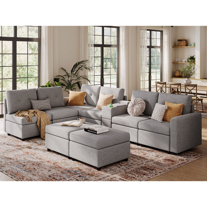 LINSY HOME RUBIK III 6 Seats With 2 Ottomans & Console - US-LH-SPF-Sofa-S800-A-62101-0-00