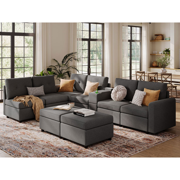 LINSY HOME RUBIK III 6 Seats With 2 Ottomans & Console - US-LH-SPF-Sofa-S800-A-62101-0-00