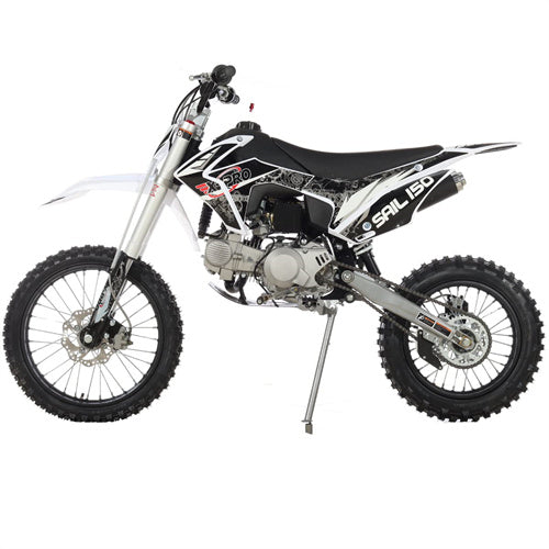 X-PRO Sail 150 Dirt Bike with 4-Speed Manual Transmission, Kick Start, Big 17"/14" Tires - DB-H12-Black