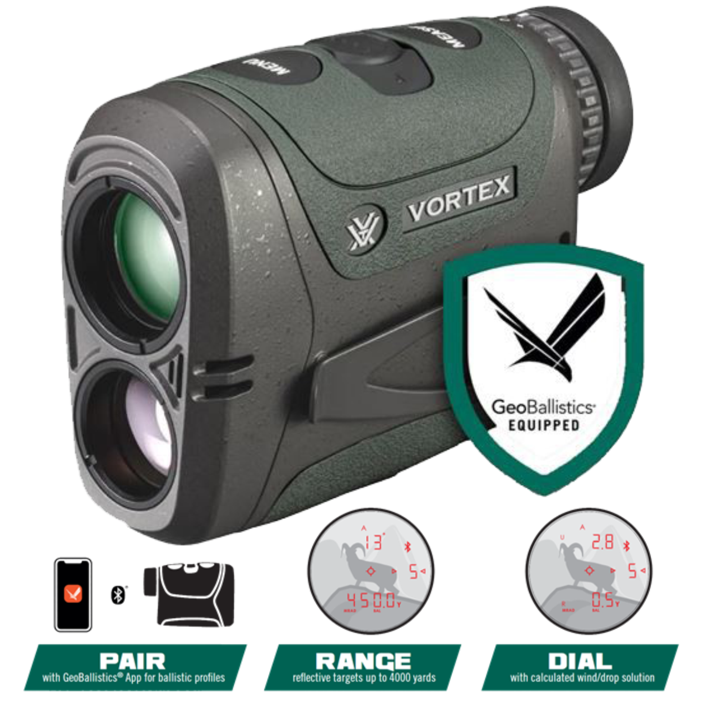 Vortex Optics Razor HD 4000 GB 7x25mm Ballistic Laser Rangefinder with Wearable4U Bundle - LRF-252