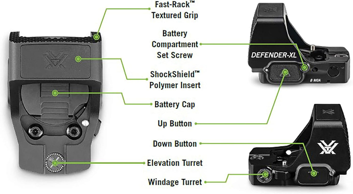Vortex Optics Defender-XL Micro 3 MOA Green Dot Sight - (DFXL-MGD3)