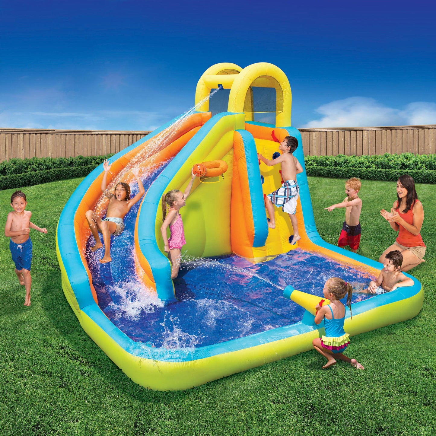 Banzai Splash 'N Blast Kids Backyard Inflatable Water Slide Park - 182401