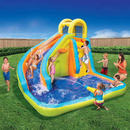 Banzai Splash 'N Blast Kids Backyard Inflatable Water Slide Park - 182401