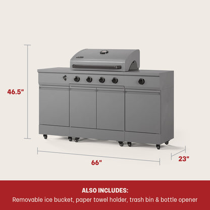 TYTUS Fresno 5-Burner LP/NG Convertible Grill in Gunmetal Gray - TDT-021-0101