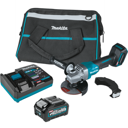 Makita 40V Max XGT Brushless Lithium-Ion 4-1/2 in./5 in. Cordless Paddle Switch Angle Grinder Kit with Electric Brake (4 Ah) - GAG03M1