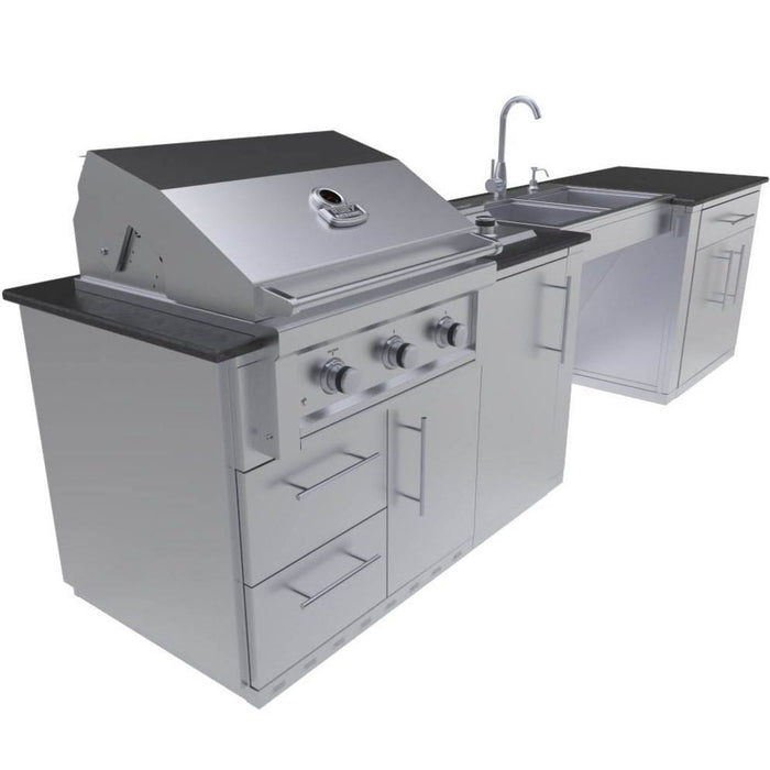 Sunstone Metal Products CABANA 10'-8" ADA Compliant Grill/Burner & Double Sink Island Package SCPCABANA