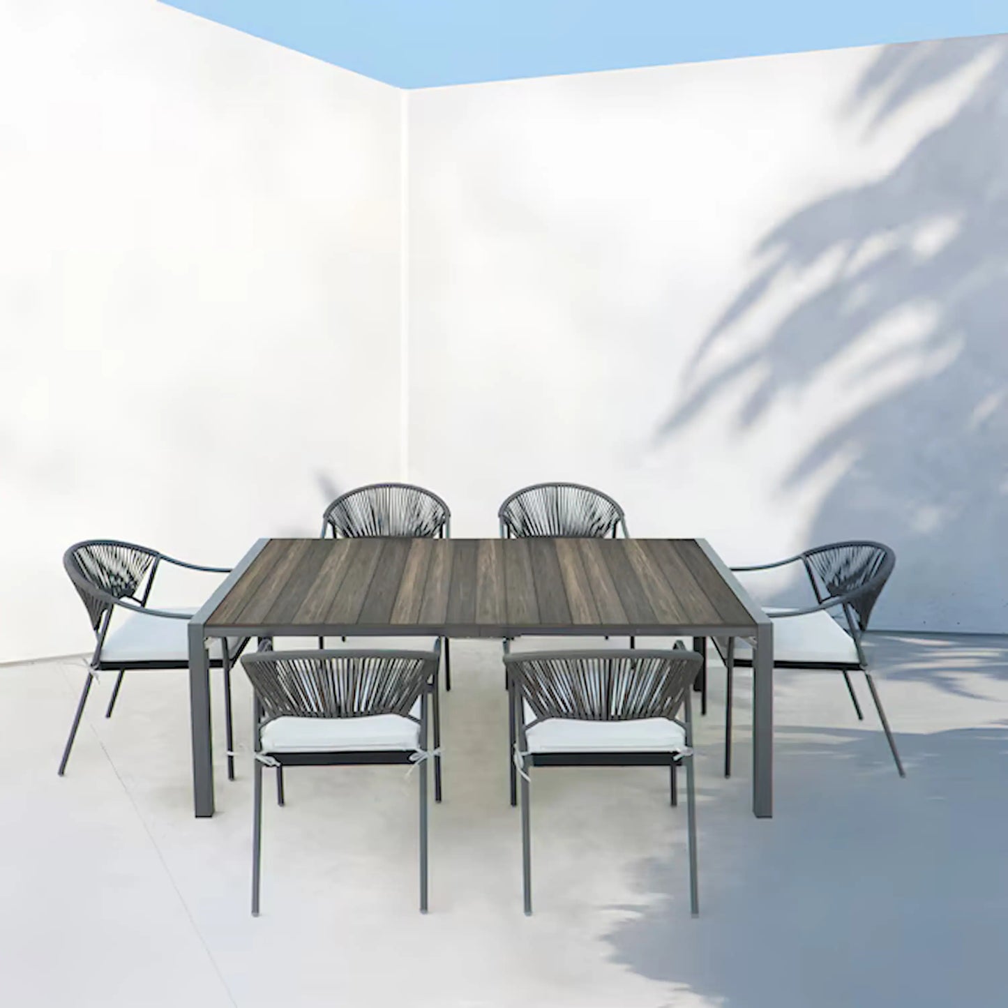 Deko Living 6 Piece Seating Black Outdoor Patio Dining Chairs and Table Set  - COP30803