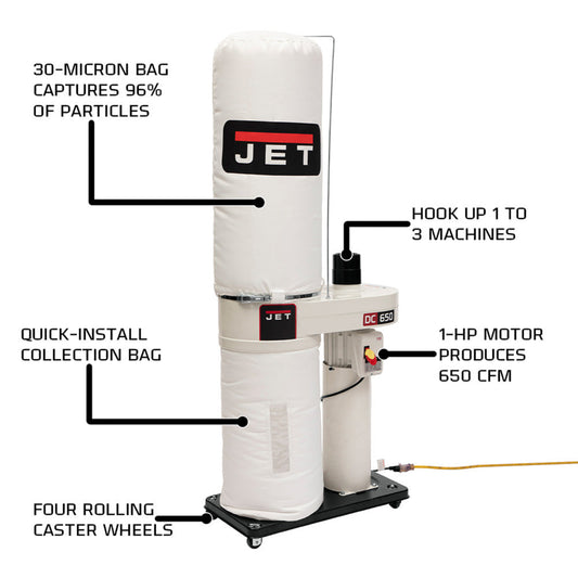 JET DC-650 Dust Collector - 30 Micron Filter Bag Kit - JT9-708642BK