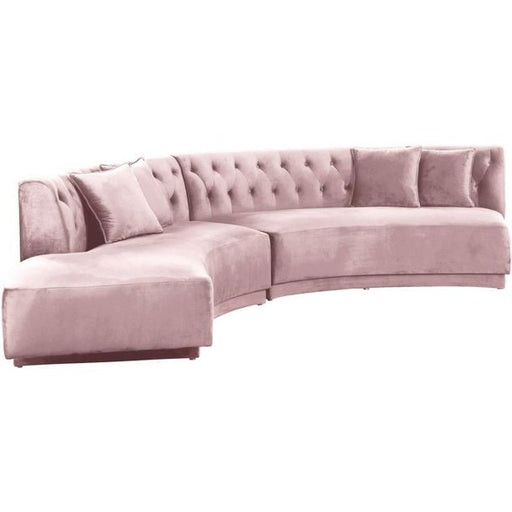 Meridian Furniture Kenzi 2pc Velvet Sectional in Pink - 641Pink-Sectional