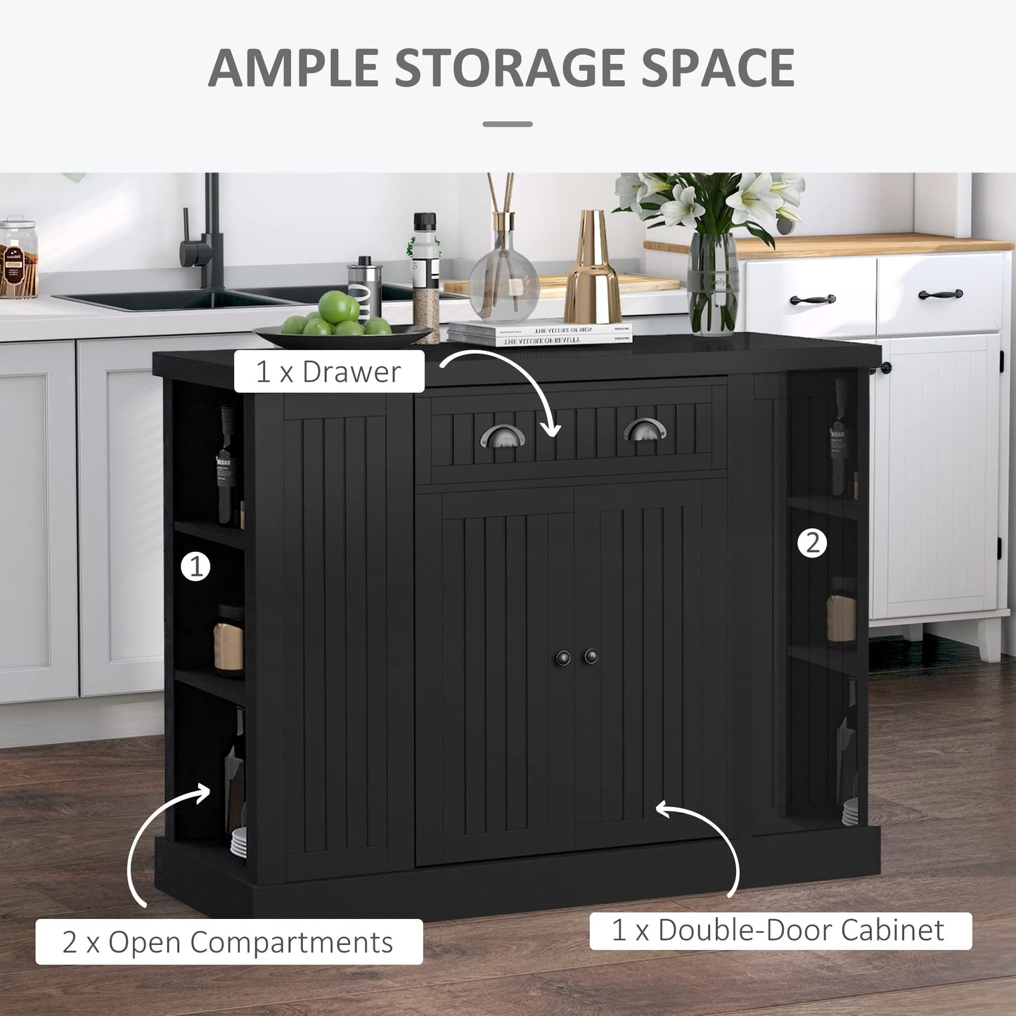 HomCom Cottage Kitchen Island with Storage, Buffet Cabinet with Drawer - B082S928CW