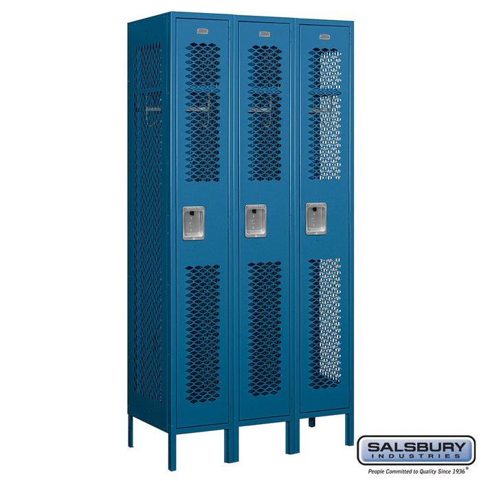 Salsbury 12" Wide Single Tier Vented Metal Locker - 3 Wide - 71362GY-A