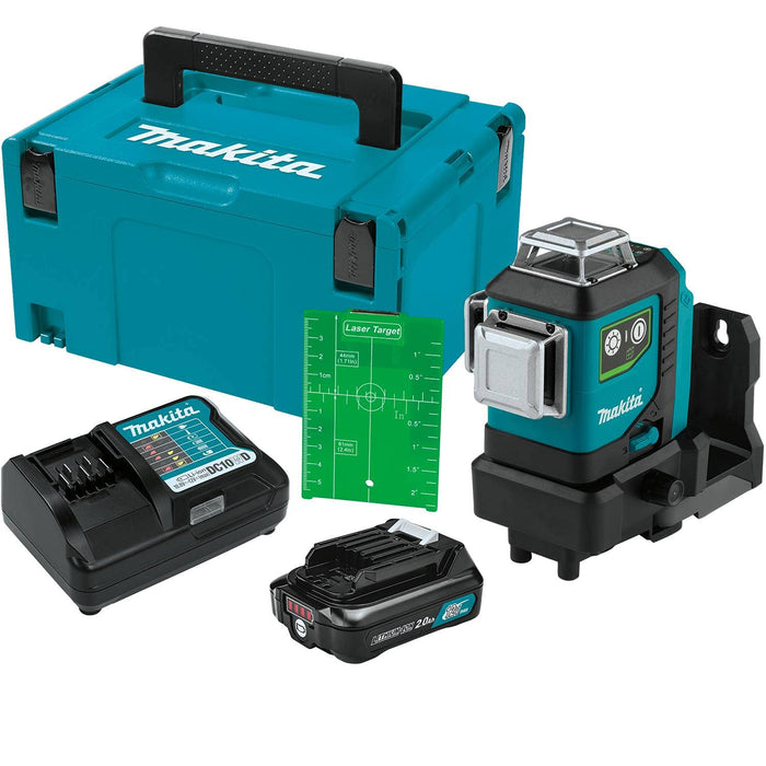 Makita 12V Max CXT Lithium‑Ion Cordless Self‑Leveling 360° 3‑Plane Green Laser Kit - SK700GDNAJ