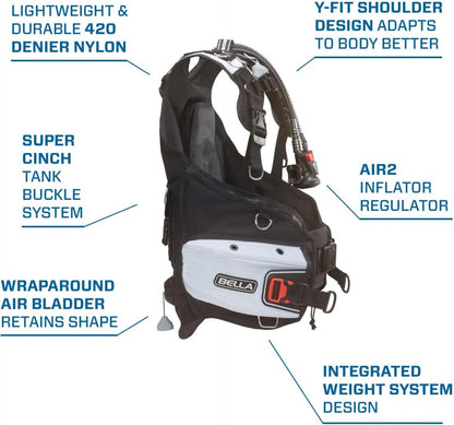 ScubaPro Bella 2023 Womens BCD w/ Air2 Inflator - BCD404 01-XS