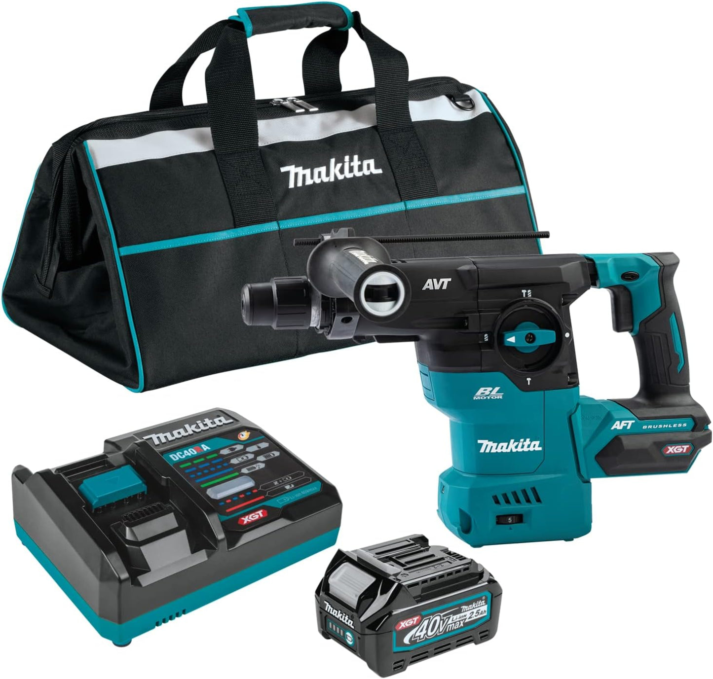 Makita GRH08M1 40V Max XGT Brushless Lithium-Ion 1-3/16 in. Cordless AVT AWS Rotary Hammer Kit (4 Ah) - GRH08M1