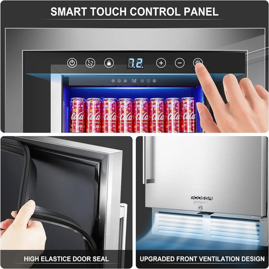 BODEGACOOLER 24 Inch Dual Zone Under Counter Beverage Fridge for Outdoor Use