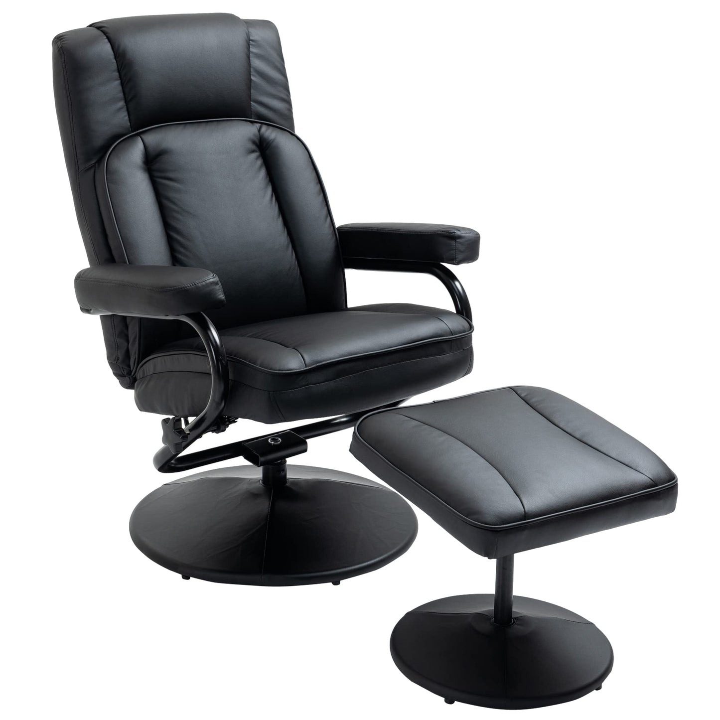 HomCom Swivel Recliner, Manual PU Leather Armchair with Ottoman Footrest for Living Room, - B09PV297DL-1