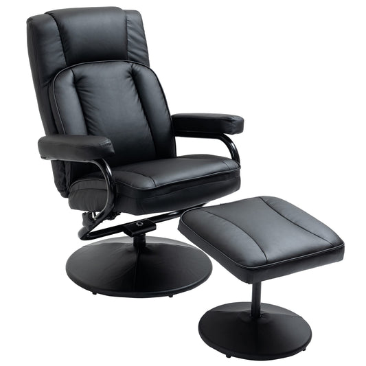 HomCom Swivel Recliner, Manual PU Leather Armchair with Ottoman Footrest for Living Room, - B09PV297DL-1