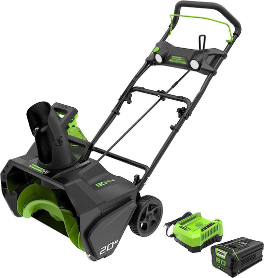 Greenworks 80V 20" Cordless Battery Single-Stage Snow Blower w/ 4.0Ah Battery & Charger - 2615602