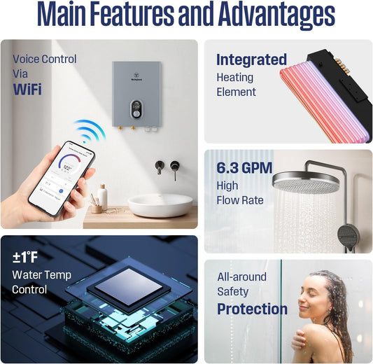 Westinghouse Apolo Tankless Water Heater 27kW with WiFi 6.3 GPM 240V New - ET027KA1G