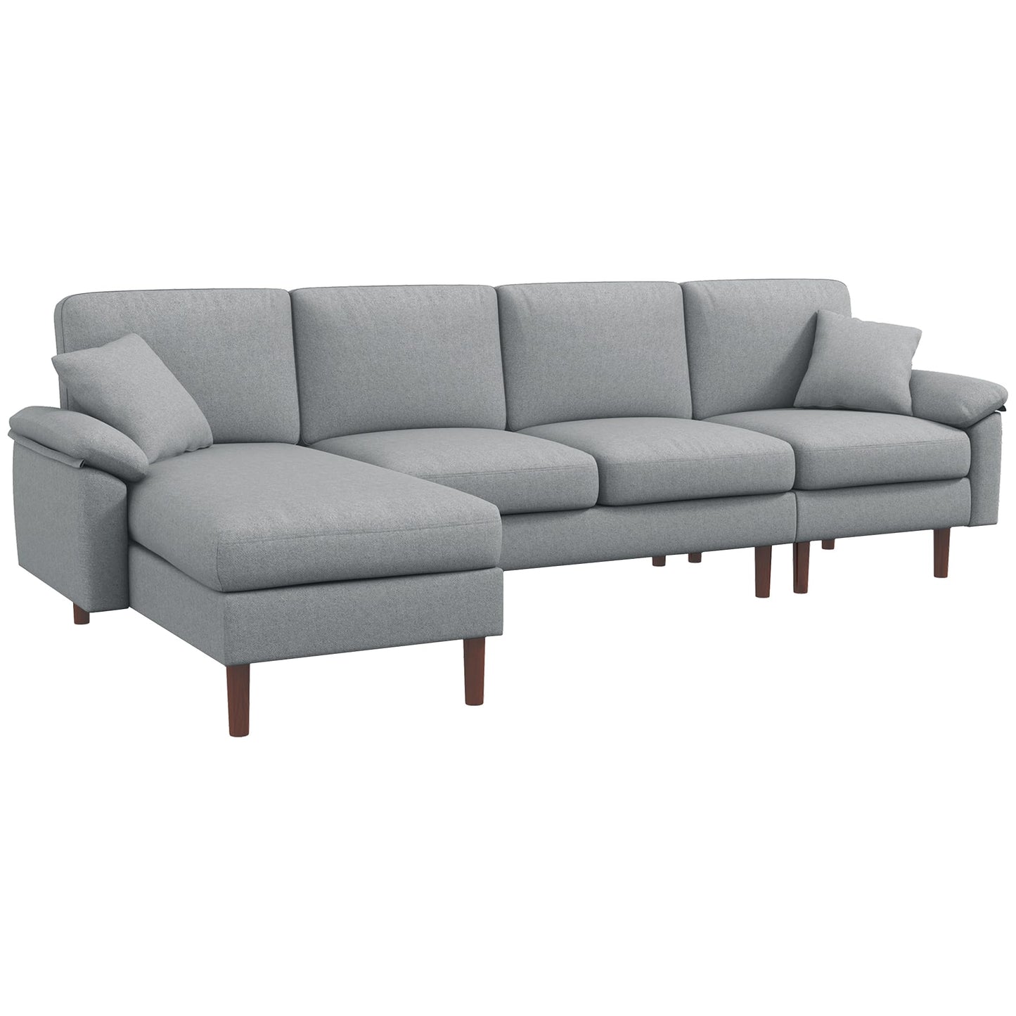HomCom Reversible L-Shaped Sleeper Sectional Sofa, Gray - B0CVX1N2B8
