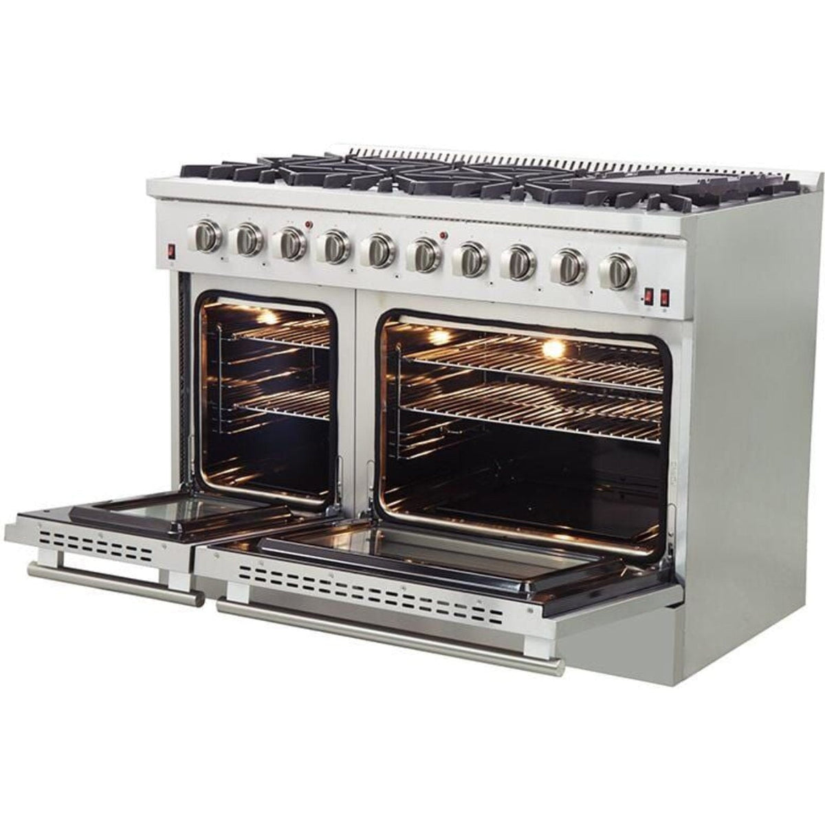 Forno Appliance Package - 48 Inch Gas Range, 60 Inch Refrigerator, Microwave Drawer, Dishwasher, AP-FFSGS6244-48-7