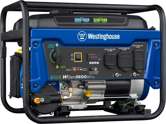Westinghouse Generator 3600W/4650W 30 Amp Recoil Start Dual Fuel with CO Sensor New - WGEN3600DFCV