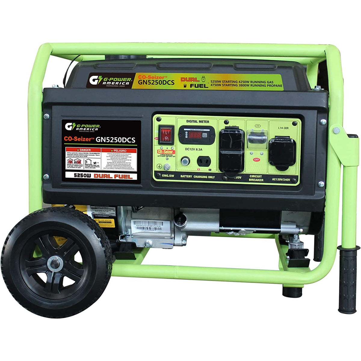 Green-Power America 5,250-Watt/4,750-Watt Dual Fuel Gasoline/Propane Powered Portable Generator - GN5250DCS