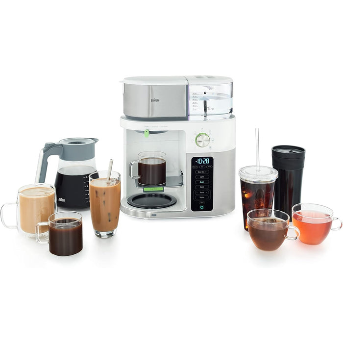 Braun Multiserve Brewing System in Stainless Steel and White with Glass Carafe KF9150WH